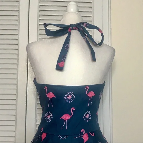 NWT Miss Lulo Flamingo Halter Dress - Picture 7 of 8